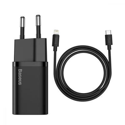 Зарядний пристрій Baseus Super Silicone PD Charger 20W (1Type-C) + Type-C to Lightning Black