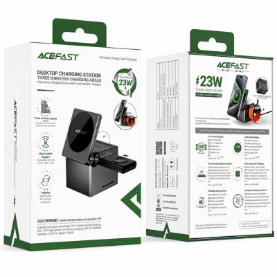 Бездротова зарядка Acefast 3in1 E18 Rubik`s Cude Series (Metal Gray)