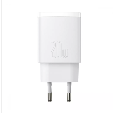 Зарядний пристрій Baseus Compact Quick Charger 20W QC+PD (Type-C+USB) White