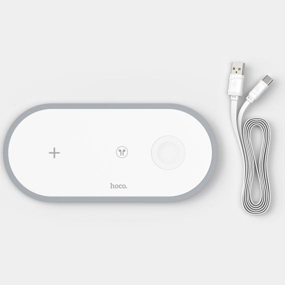 Зарядний пристрій Qi Hoco  CW24 Handsome 3in1 White