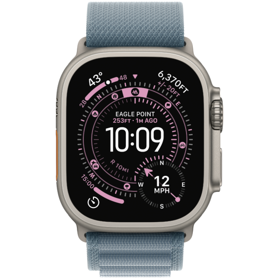 49mm Light Blue Alpine Loop - Large - Natural Titanium Finish