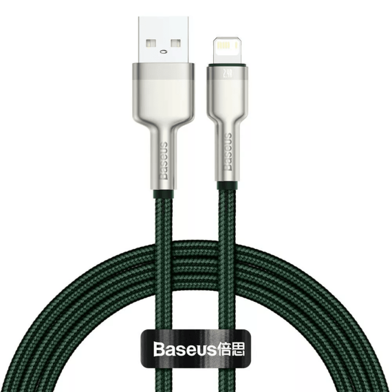 Кабель Baseus Cafule Metal USB-A  to Lightning PD 20W 1m Green