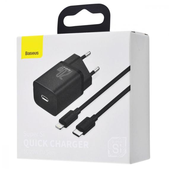 Зарядний пристрій Baseus Super Silicone PD Charger 20W (1Type-C) + Type-C to Lightning White