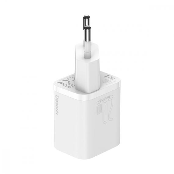 Зарядний пристрій Baseus Super Silicone PD Charger 20W (1Type-C) + Type-C to Lightning White