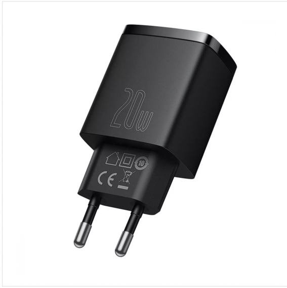 Зарядний пристрій Baseus Compact Quick Charger 20W QC+PD (Type-C+USB) Black