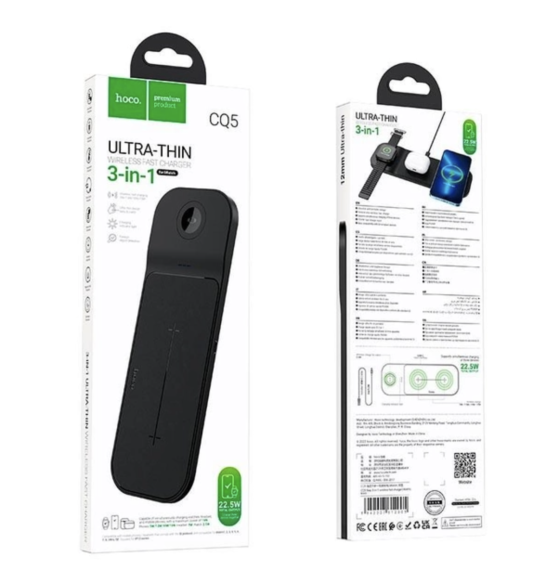 Зарядний пристрій Qi Hoco Step 3-in-1 CQ5 Black