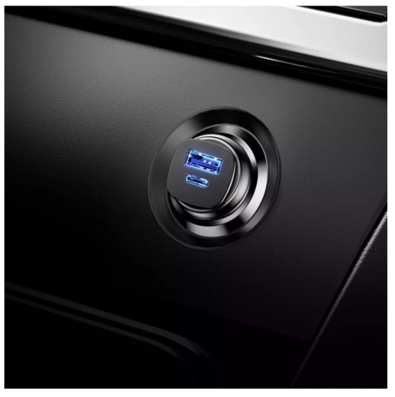 Автомобільний зарядний пристрій Baseus Square Metal 30W USB+ Type-C