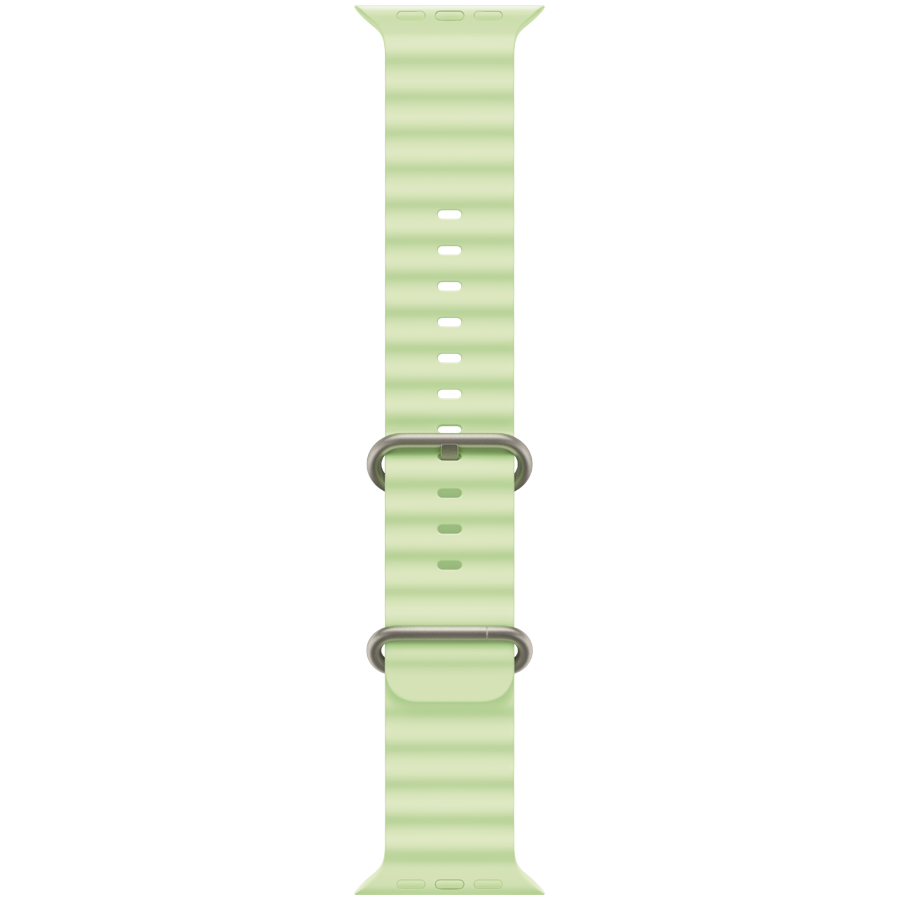 49mm Neon Green Ocean Band - Natural Titanium Finish